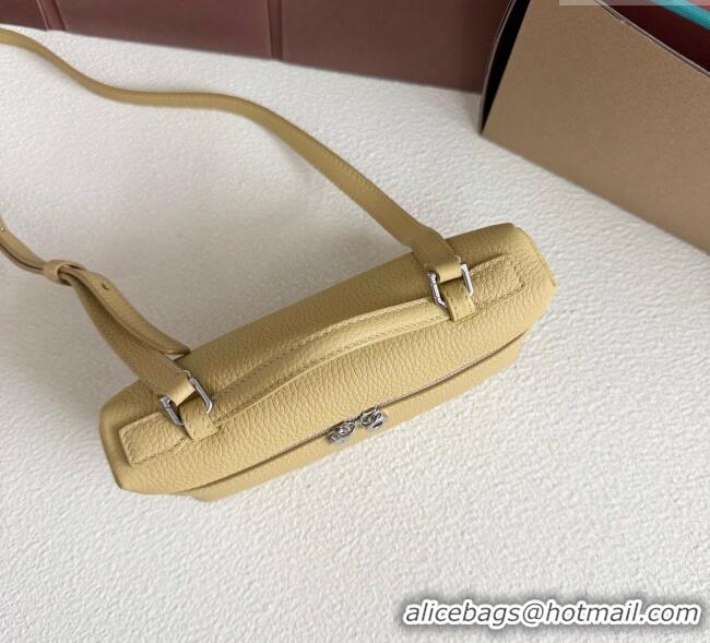 Cheap Wholesale Loro Piana LP Extra Pocket Pouch L19 in Grained Calfskin FAI8393 Butter Yellow 2025