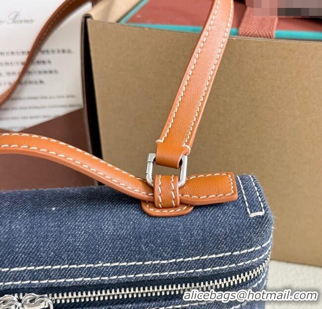 Luxury Discount Loro Piana LP Extra Pocket Pouch L19 FAI8393 Blue Denim 2025