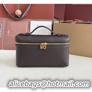 Best Price Loro Piana LP Extra Pocket Pouch L19 in Grained Calfskin FAI8393 Coffee 2025
