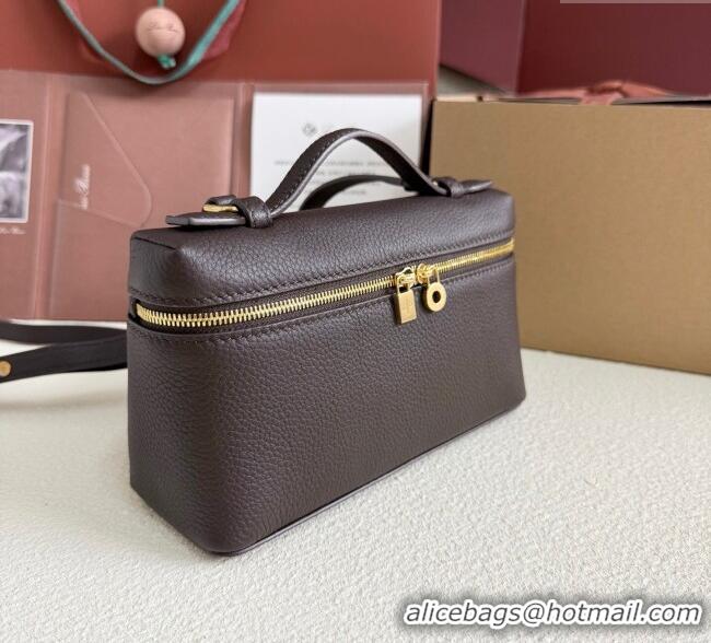 Best Price Loro Piana LP Extra Pocket Pouch L19 in Grained Calfskin FAI8393 Coffee 2025