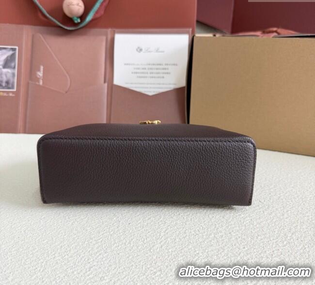 Best Price Loro Piana LP Extra Pocket Pouch L19 in Grained Calfskin FAI8393 Coffee 2025