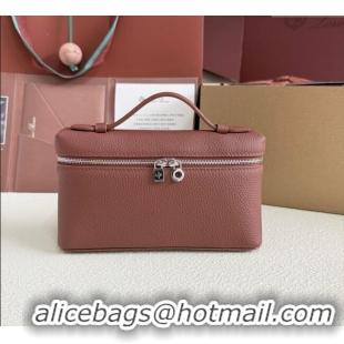 High Quality Loro Piana LP Extra Pocket Pouch L19 in Grained Calfskin FAI8393 Brick 2025