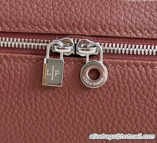 High Quality Loro Piana LP Extra Pocket Pouch L19 in Grained Calfskin FAI8393 Brick 2025