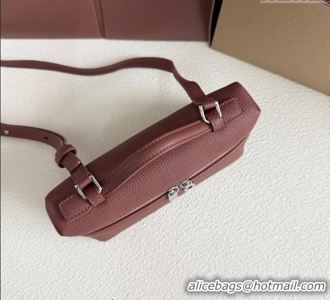 High Quality Loro Piana LP Extra Pocket Pouch L19 in Grained Calfskin FAI8393 Brick 2025
