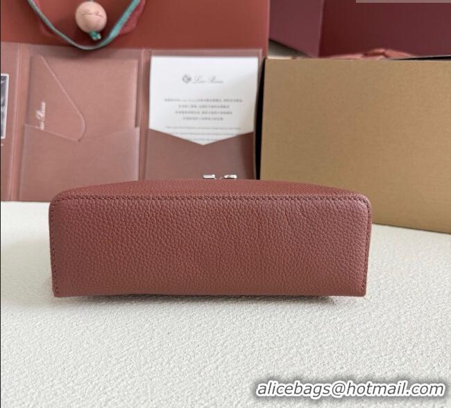 High Quality Loro Piana LP Extra Pocket Pouch L19 in Grained Calfskin FAI8393 Brick 2025