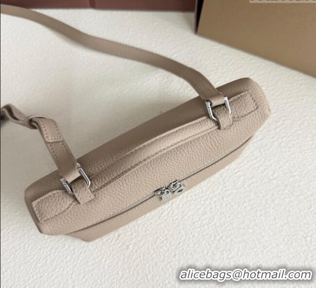 Best Quality Loro Piana LP Extra Pocket Pouch L19 in Grained Calfskin FAI8393 Beige/Silver 2025