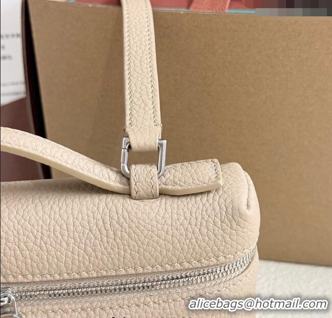 Best Quality Loro Piana LP Extra Pocket Pouch L19 in Grained Calfskin FAI8393 Beige/Silver 2025