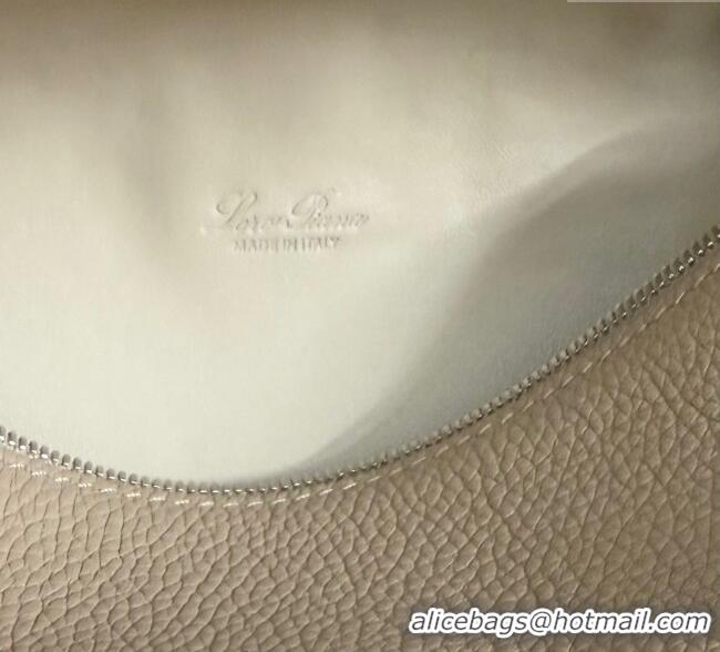 Best Quality Loro Piana LP Extra Pocket Pouch L19 in Grained Calfskin FAI8393 Beige/Silver 2025