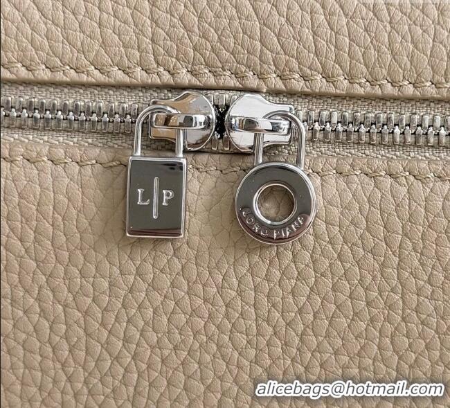 Best Quality Loro Piana LP Extra Pocket Pouch L19 in Grained Calfskin FAI8393 Beige/Silver 2025