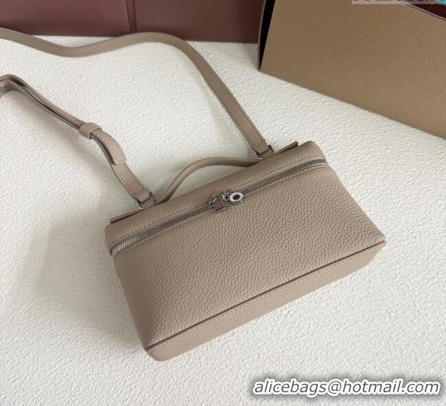 Best Quality Loro Piana LP Extra Pocket Pouch L19 in Grained Calfskin FAI8393 Beige/Silver 2025