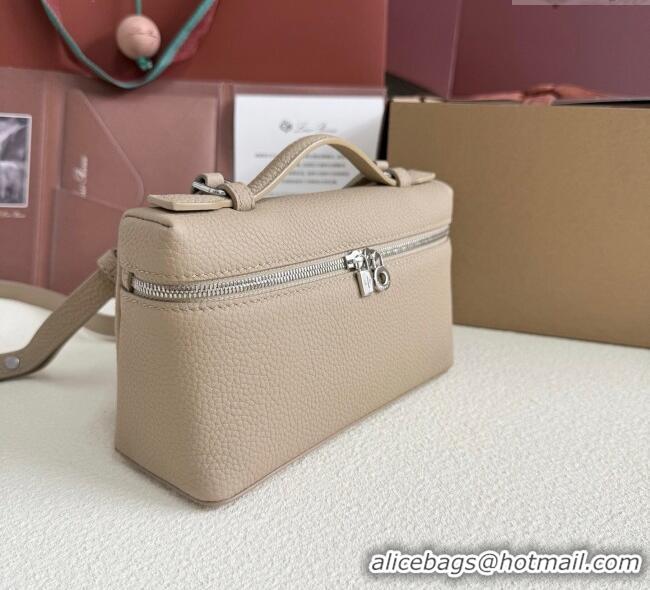 Best Quality Loro Piana LP Extra Pocket Pouch L19 in Grained Calfskin FAI8393 Beige/Silver 2025