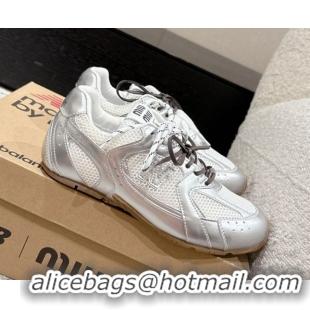 Unique Style New Balance x Miu Miu 530 Sneakers in Leather and Mesh Silver 50603141
