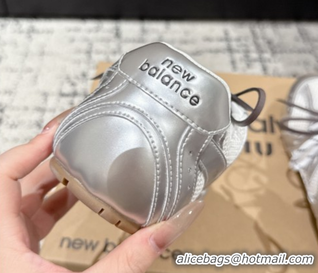 Unique Style New Balance x Miu Miu 530 Sneakers in Leather and Mesh Silver 50603141