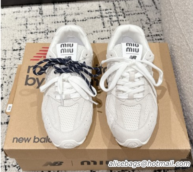 Good Quality New Balance x Miu Miu 530 Sneakers in Suede and Mesh White 0603142