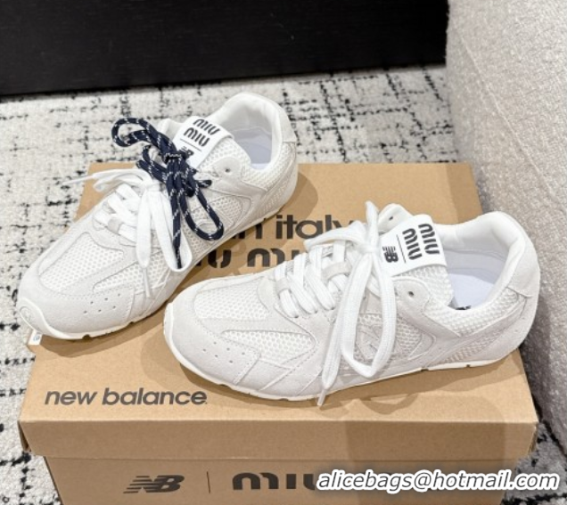 Good Quality New Balance x Miu Miu 530 Sneakers in Suede and Mesh White 0603142