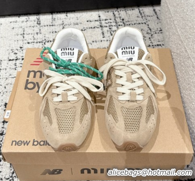 Top Grade New Balance x Miu Miu 530 Sneakers in Suede and Mesh Beige 50603143