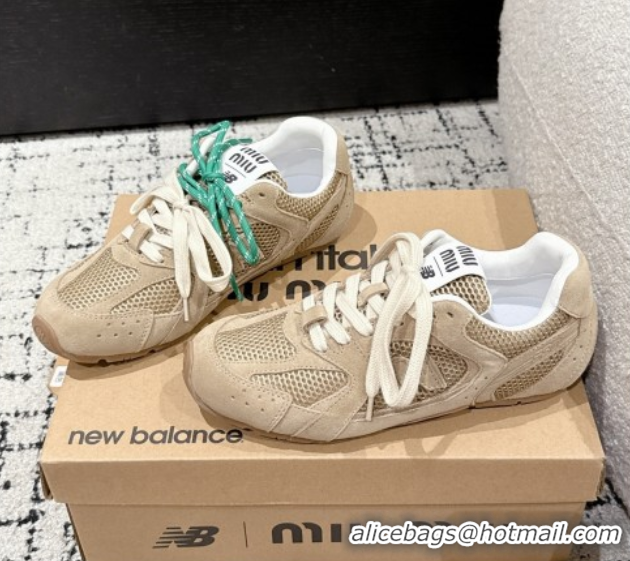 Top Grade New Balance x Miu Miu 530 Sneakers in Suede and Mesh Beige 50603143