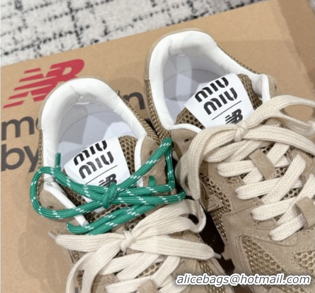 Top Grade New Balance x Miu Miu 530 Sneakers in Suede and Mesh Beige 50603143