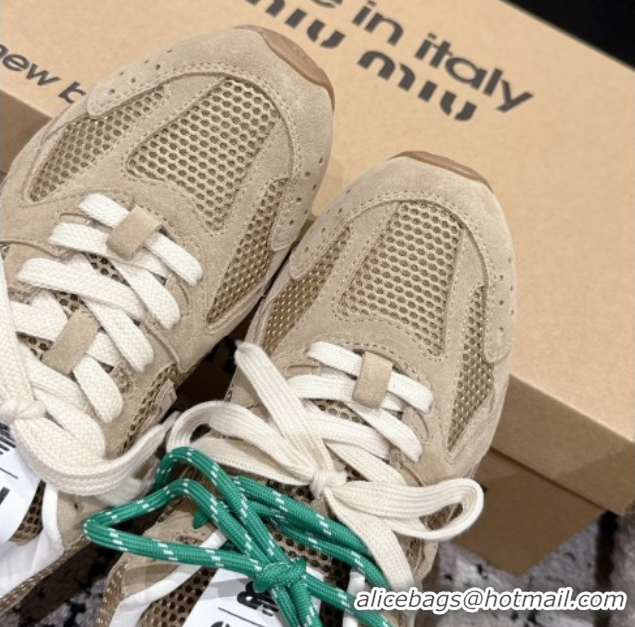 Top Grade New Balance x Miu Miu 530 Sneakers in Suede and Mesh Beige 50603143