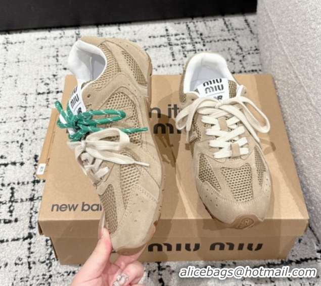Top Grade New Balance x Miu Miu 530 Sneakers in Suede and Mesh Beige 50603143