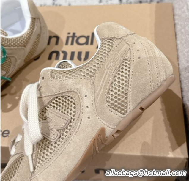 Top Grade New Balance x Miu Miu 530 Sneakers in Suede and Mesh Beige 50603143