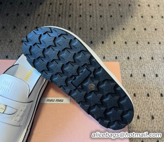 Purchase Miu Miu Nappa Leather Coin Flat Slides Sandal White 2025 MIU060304 0603148