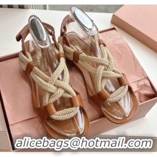 Best Grade Miu Miu Flat Cord Sandals Brown 2025 5X415E 0603150