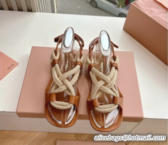 Best Grade Miu Miu Flat Cord Sandals Brown 2025 5X415E 0603150
