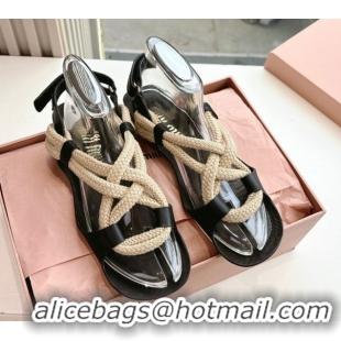 Low Cost Miu Miu Flat Cord Sandals Black 2025 5X415E 50603151