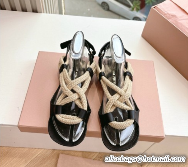 Low Cost Miu Miu Flat Cord Sandals Black 2025 5X415E 50603151
