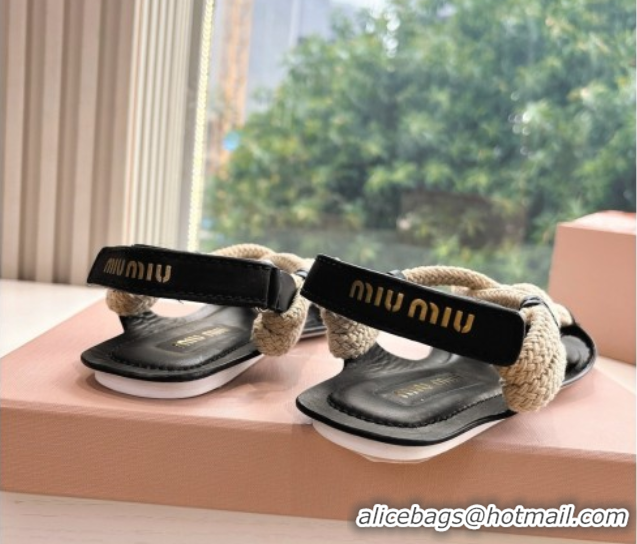 Low Cost Miu Miu Flat Cord Sandals Black 2025 5X415E 50603151