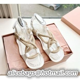Popular Style Miu Miu Flat Cord Sandals White 2025 5X415E 0603152