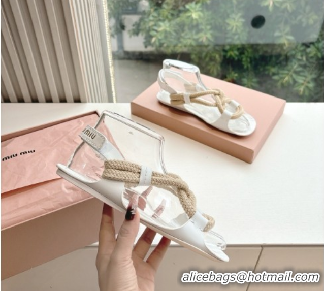 Popular Style Miu Miu Flat Cord Sandals White 2025 5X415E 0603152
