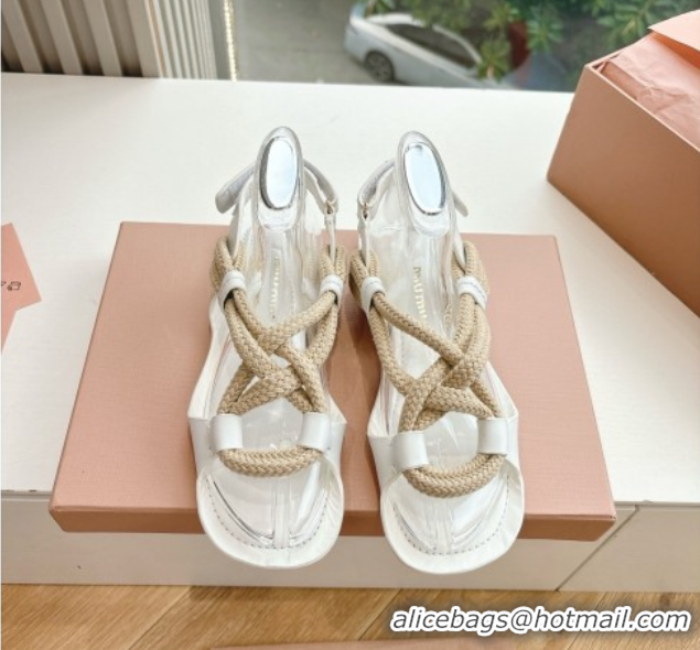 Popular Style Miu Miu Flat Cord Sandals White 2025 5X415E 0603152