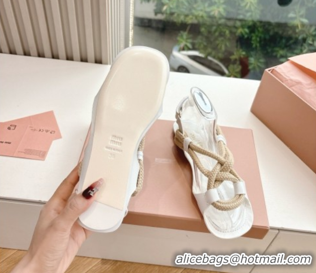 Popular Style Miu Miu Flat Cord Sandals White 2025 5X415E 0603152