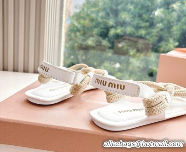 Popular Style Miu Miu Flat Cord Sandals White 2025 5X415E 0603152