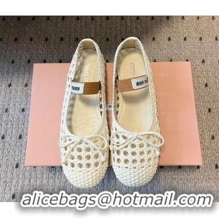 Good Product Miu Miu Woven Nappa Leather Flat Ballerinas White 2025 5F381E 0603153