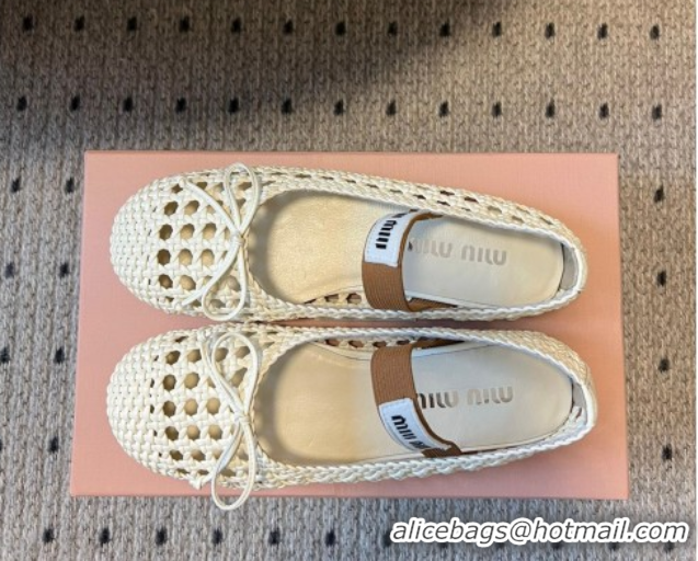 Good Product Miu Miu Woven Nappa Leather Flat Ballerinas White 2025 5F381E 0603153