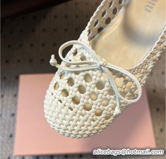 Good Product Miu Miu Woven Nappa Leather Flat Ballerinas White 2025 5F381E 0603153