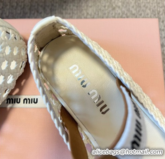 Good Product Miu Miu Woven Nappa Leather Flat Ballerinas White 2025 5F381E 0603153