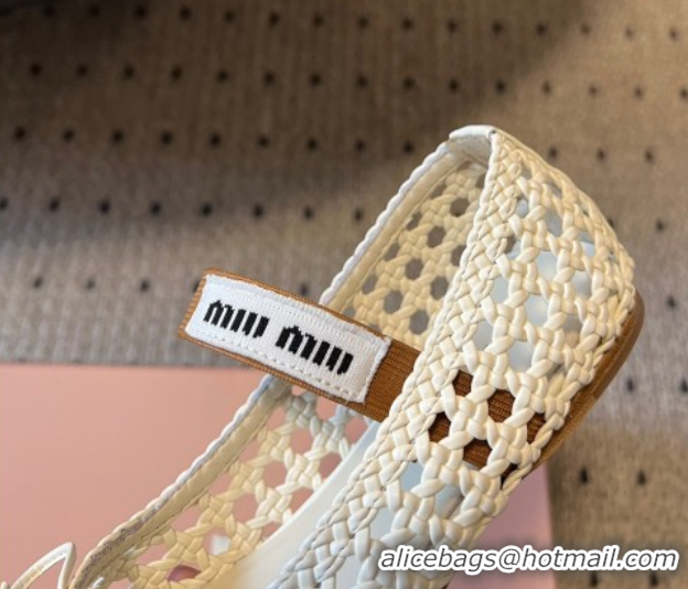Good Product Miu Miu Woven Nappa Leather Flat Ballerinas White 2025 5F381E 0603153