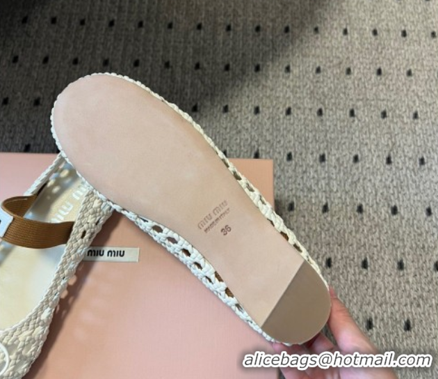 Good Product Miu Miu Woven Nappa Leather Flat Ballerinas White 2025 5F381E 0603153