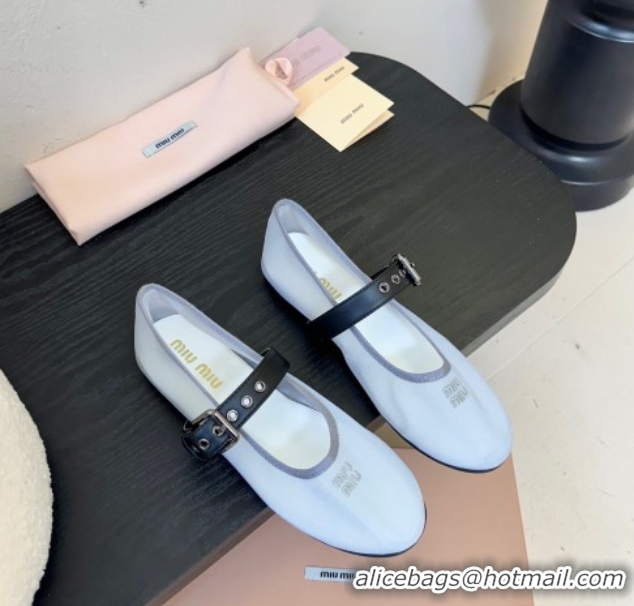 Lower Price Miu Miu Mesh Fabric Flat Ballerinas Grey 2025 5F373E 603156