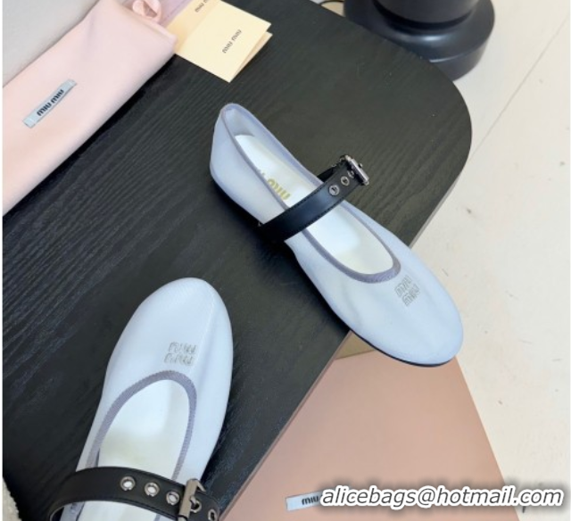Lower Price Miu Miu Mesh Fabric Flat Ballerinas Grey 2025 5F373E 603156