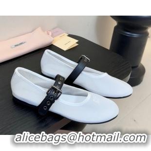 Top Design Miu Miu Mesh Fabric Flat Ballerinas White 2025 5F373E 0603157