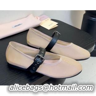 Best Product Miu Miu Mesh Fabric Flat Ballerinas Nude 2025 5F373E 0603158