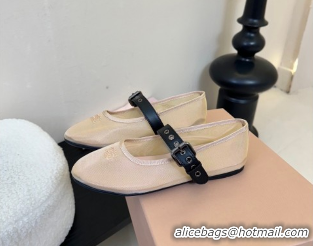 Best Product Miu Miu Mesh Fabric Flat Ballerinas Nude 2025 5F373E 0603158