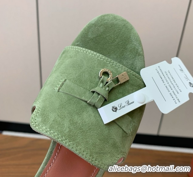 Durable Loro Piana Summer Charms Sandal 5.5cm Heel in Suede LP62005 Green 5062005