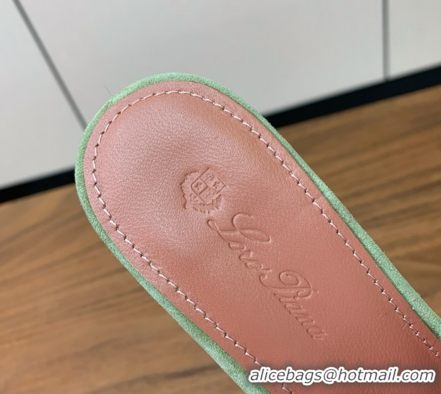Durable Loro Piana Summer Charms Sandal 5.5cm Heel in Suede LP62005 Green 5062005