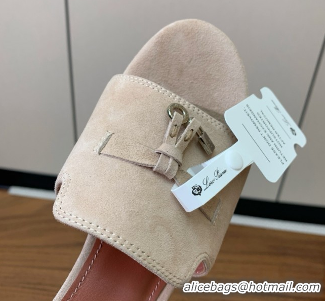 Generous Loro Piana Summer Charms Sandal 5.5cm Heel in Suede LP62006 Beige